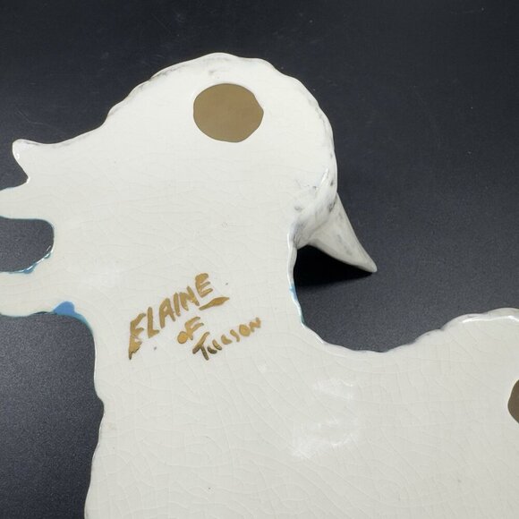 1950s Ceramic Lamb Shell Whimsical Hand Painted Wall Hanging Plaque Figure VTG - Picture 7 of 16